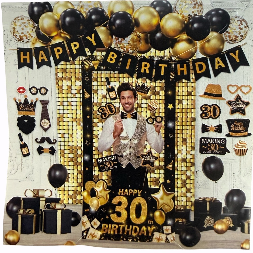 Gold/Black Happy 30th Birthday Party Decoration
69 Piece Set
FREE SHIP 🛳️ 
New